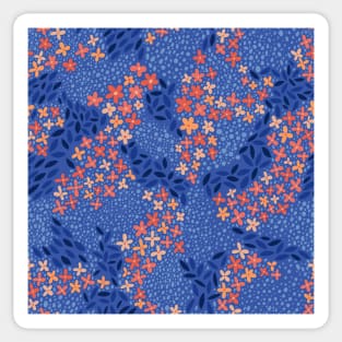 Tiny flowers in idigo and coral colors Sticker